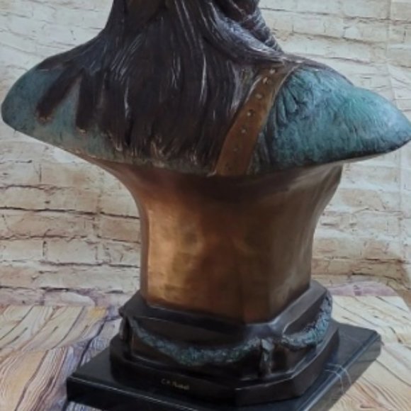Native Indian Bronze Bust Sculpture 60LBS - Picture 2 of 5
